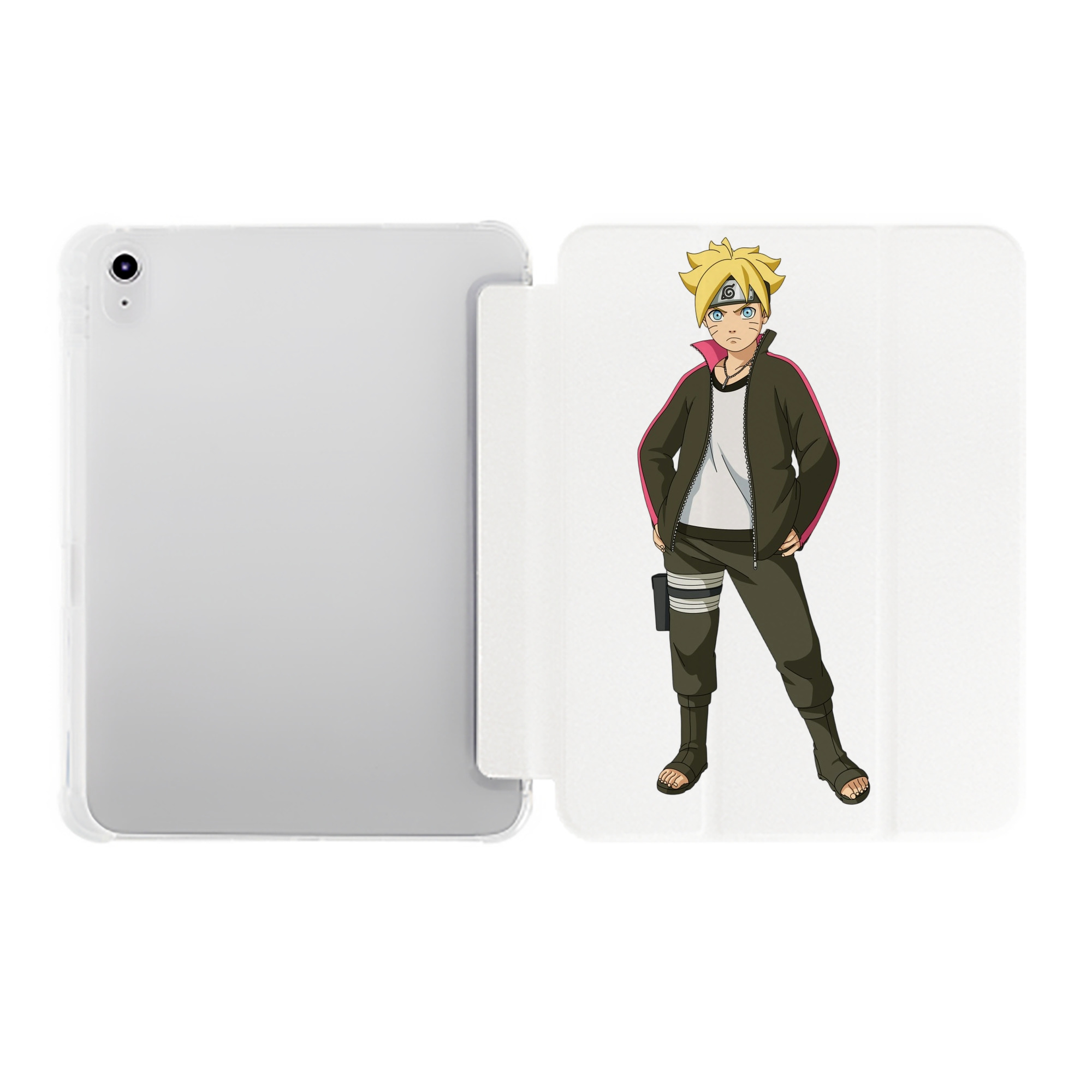 （画像用） NARUTO -ナルト- うずまき ボルト Uzumaki Boruto IPad ケース ペン収納付き 三つ折りスタンド PUレザー×シリコン 対応機種9.5/10.5/10.9インチ